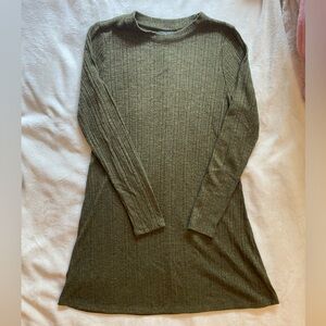 Topshop Olive Green Ribbed Knit Dress